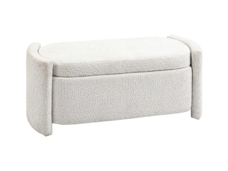 HOMCOM Sitzbank mit Stauraum Deckel Samtoptik für Wohnzimmer Creme 105 x 44 x 45,5 cm* Sitzbänke