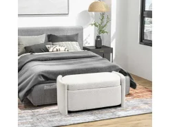 HOMCOM Sitzbank mit Stauraum Deckel Samtoptik für Wohnzimmer Creme 105 x 44 x 45,5 cm* Sitzbänke