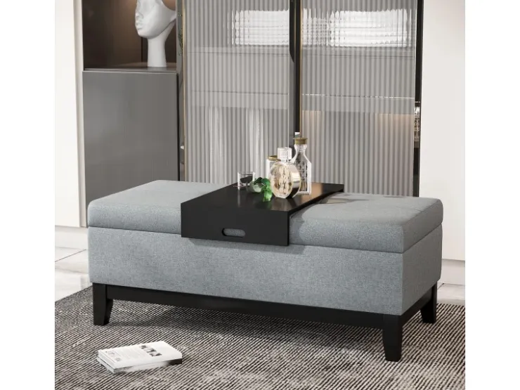 HOMCOM Sitzbank mit Stauraum Aufbewahrungsbox Dunkelgrau Schwarz 107 x 50 x 44cm* Sitzbänke