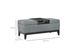 HOMCOM Sitzbank mit Stauraum Aufbewahrungsbox Dunkelgrau Schwarz 107 x 50 x 44cm* Sitzbänke