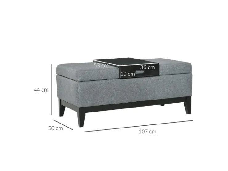 HOMCOM Sitzbank mit Stauraum Aufbewahrungsbox Dunkelgrau Schwarz 107 x 50 x 44cm* Sitzbänke
