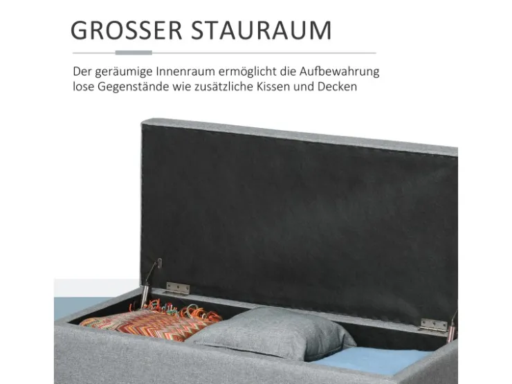 HOMCOM Sitzbank mit Stauraum Aufbewahrungsbox Dunkelgrau Schwarz 107 x 50 x 44cm* Sitzbänke