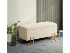 HOMCOM Sitzbank mit Stauraum Samt Holz 100L x 40B x 42H cm* Sitzbänke