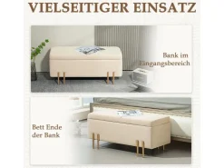 HOMCOM Sitzbank mit Stauraum Samt Holz 100L x 40B x 42H cm* Sitzbänke