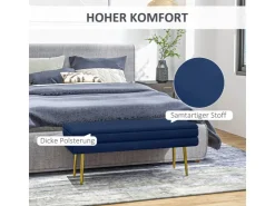 HOMCOM Sitzbank Polsterbank Stauraum Samtoptik Bettbank 100 x 37 x 42 cm