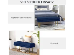 HOMCOM Sitzbank Polsterbank Stauraum Samtoptik Bettbank 100 x 37 x 42 cm