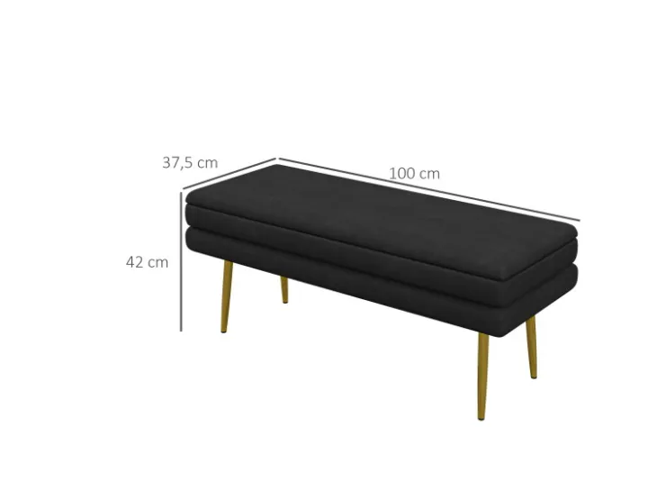HOMCOM Sitzbank Polsterbank mit Stauraum Samtoptik 100 x 37 x 42 cm* Sitzbänke