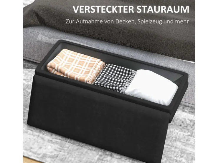 HOMCOM Sitzbank Polsterbank mit Stauraum Samtoptik 100 x 37 x 42 cm* Sitzbänke