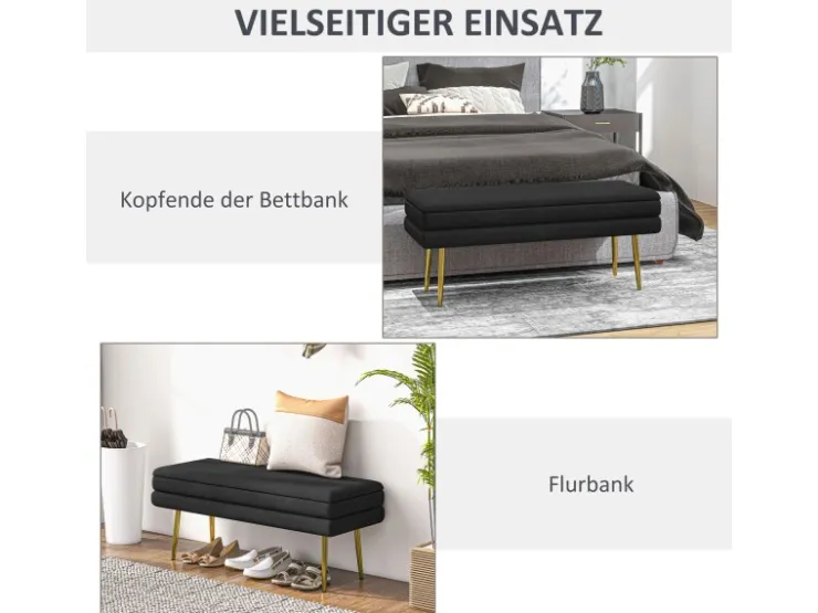 HOMCOM Sitzbank Polsterbank mit Stauraum Samtoptik 100 x 37 x 42 cm* Sitzbänke
