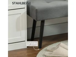 HOMCOM Sitzbank Polsterbank Cordbezug Getuftete Bettbank 100 x 36 x 45 cm