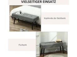 HOMCOM Sitzbank Polsterbank Cordbezug Getuftete Bettbank 100 x 36 x 45 cm