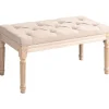 HOMCOM Sitzbank Vintage mit Knöpfen Leinenoptik 80 x 40 x 43cm Beige* Sitzbänke