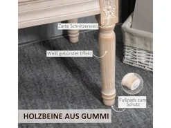 HOMCOM Sitzbank Vintage mit Knöpfen Leinenoptik 80 x 40 x 43cm Beige* Sitzbänke