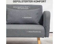 HOMCOM 2-Sitzer Klappbett mit Bettfunktion 2 Wurfkissen 170 x 83 x 80 cm* Kissen|Sofas