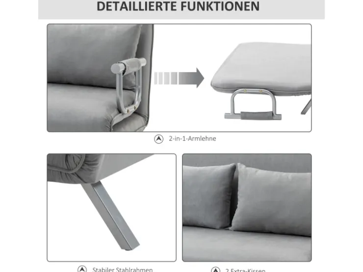 HOMCOM 2-Sitzer Schlafsofa mit Armlehne 111 x 80 x 78cm* Sofas