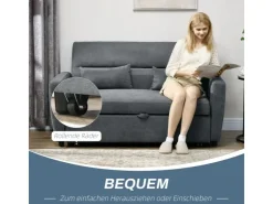 HOMCOM 2-Sitzer Sofa mit Bettfunktion Wurfkissen* Sofas