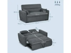 HOMCOM 2-Sitzer Sofa mit Bettfunktion Wurfkissen* Sofas