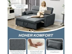 HOMCOM 2-Sitzer Sofa mit Bettfunktion Wurfkissen* Sofas