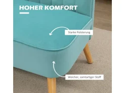 HOMCOM 2-Sitzer Stoffsofa Samtartiges 117 x 56,5 x 77 cm* Sofas