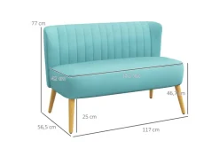 HOMCOM 2-Sitzer Stoffsofa Samtartiges 117 x 56,5 x 77 cm* Sofas