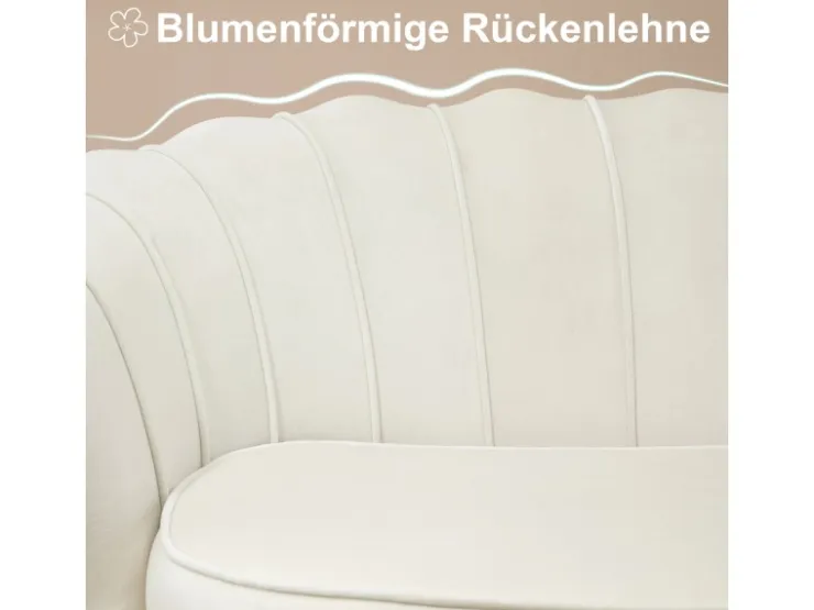 HOMCOM 2-Sitzer-Sofa Polyester Metall Cremeweiß 130L x 77B x 77H cm