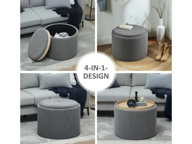 HOMCOM Sitzhocker mit Stauraum Hocker Polyester 56 x 56 x 42 cm* Hocker