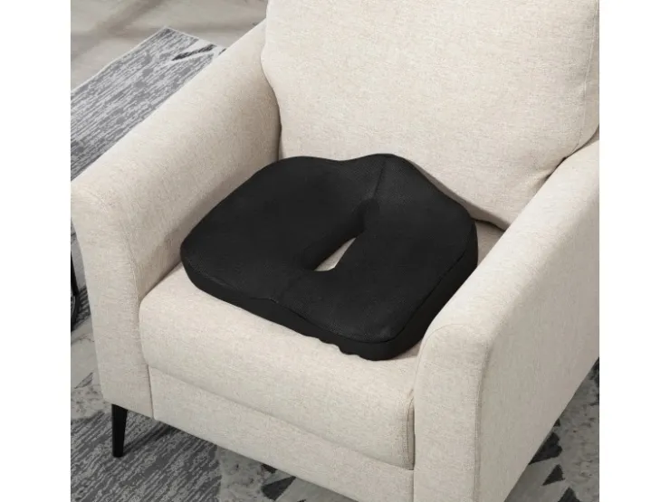 HOMCOM Sitzkissen Orthopädisches Polyester Schwarz 44L x 39B x 13H cm* Kissen