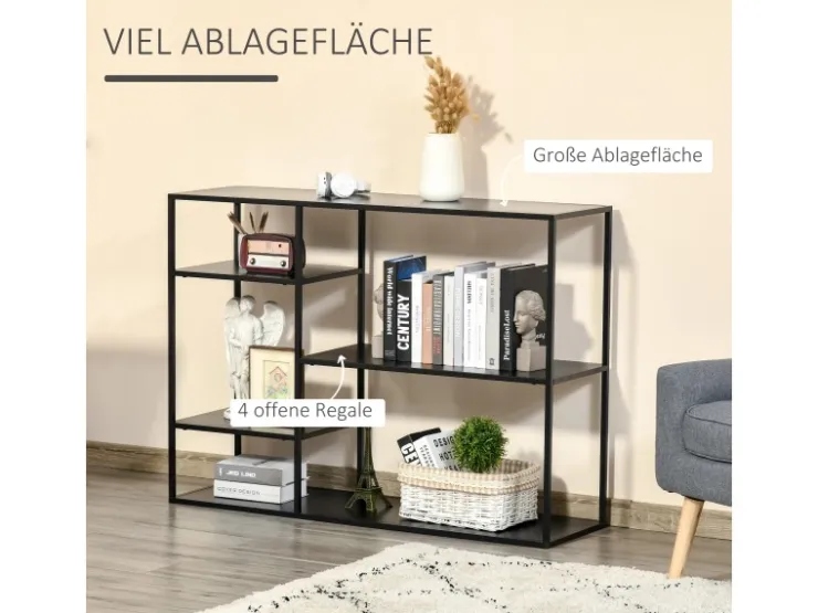 HOMCOM Standregal mit 5 Offenen Fächern Metall 120 x 35 x 87,5 cm* Regalsysteme