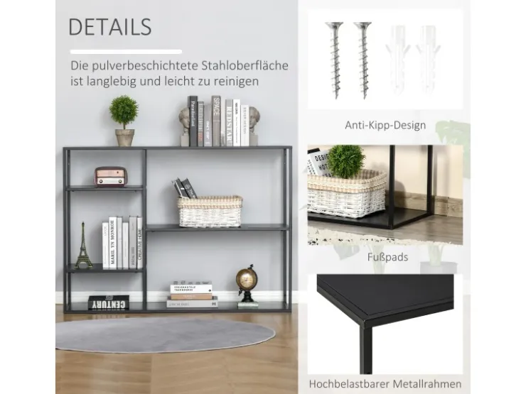 HOMCOM Standregal mit 5 Offenen Fächern Metall 120 x 35 x 87,5 cm* Regalsysteme