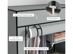 HOMCOM Stoffschrank mit 5 Fächern Reißverschluss Hellgrau 83 x 42,5 x 162,5 cm* Schränke