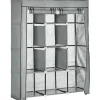 HOMCOM Stoffschrank mit Kleiderstangen 8 Ebenen Faltbar Hellgrau 125x43x162,5cm* Bettwäsche