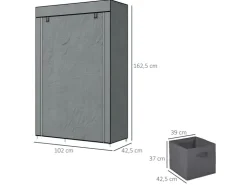 HOMCOM Stoffschrank mit Schubladen Reißverschluss Dunkelgrau 102 x 42,5 x162,5cm* Bettwäsche