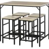 HOMCOM 5-Teiliges Bartisch-Set Eiche Schwarz 100 x 60 x 88 cm* Möbelserien