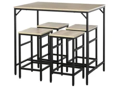 HOMCOM 5-Teiliges Bartisch-Set Eiche Schwarz 100 x 60 x 88 cm* Möbelserien
