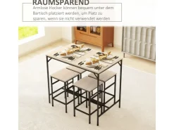 HOMCOM 5-Teiliges Bartisch-Set Eiche Schwarz 100 x 60 x 88 cm* Möbelserien