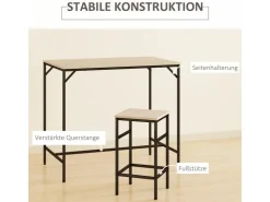 HOMCOM 5-Teiliges Bartisch-Set Eiche Schwarz 100 x 60 x 88 cm* Möbelserien