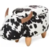 HOMCOM Tierhocker mit Stauraum Schweinchen Fußbank Schwarz Weiß 62 x 35 x 36cm* Hocker