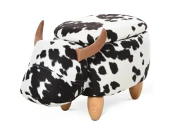 HOMCOM Tierhocker mit Stauraum Schweinchen Fußbank Schwarz Weiß 62 x 35 x 36cm* Hocker