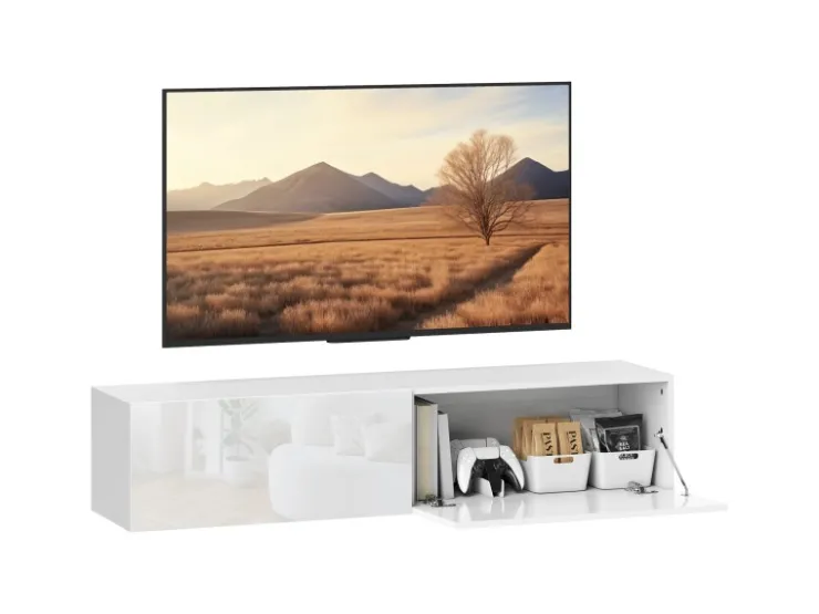 HOMCOM TV Schrank Hängend TV Board 140 cm für Fernseher Weiß* Regal Weiß