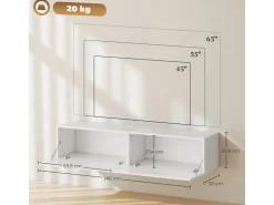 HOMCOM TV Schrank Hängend TV Board 140 cm für Fernseher Weiß* Regal Weiß