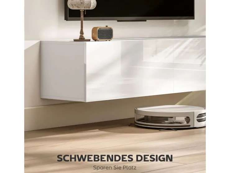 HOMCOM TV Schrank Hängend TV Board 140 cm für Fernseher Weiß* Regal Weiß