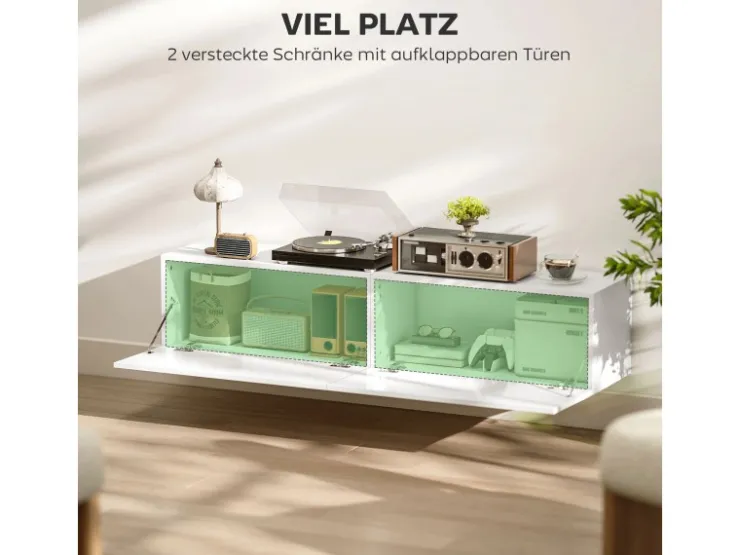 HOMCOM TV Schrank Hängend TV Board 140 cm für Fernseher Weiß* Regal Weiß