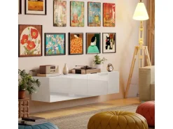 HOMCOM TV Schrank Hängend TV Board 140 cm für Fernseher Weiß* Regal Weiß