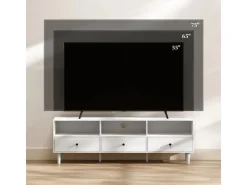 HOMCOM TV Schrank TV Board mit Schubladen 3 Offenen Fächern Weiß