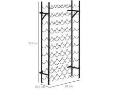 HOMCOM Weinregal Weinständer 60 Flaschen Wandbefestigung Metall Schwarz* Flaschenregale