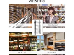 HOMCOM Weinregal Weinständer 60 Flaschen Wandbefestigung Metall Schwarz* Flaschenregale
