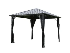 Home Deluxe Pavillon Azur 270 cm x 270 cm x 200 cm Solar-LED-Beleuchtung* Insektenschutz