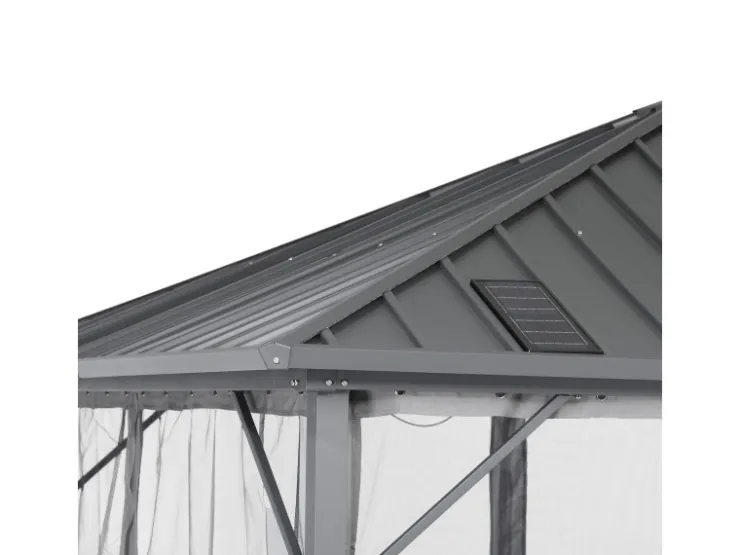 Home Deluxe Pavillon Azur 270 cm x 270 cm x 200 cm Solar-LED-Beleuchtung* Insektenschutz