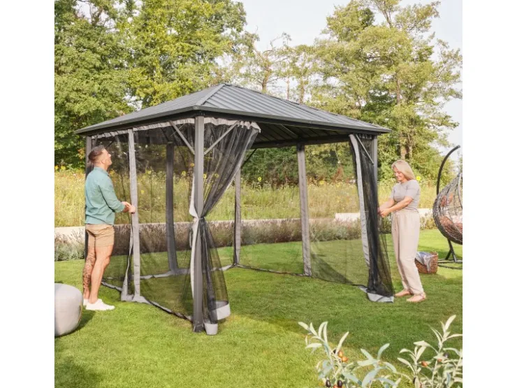 Home Deluxe Pavillon Azur 270 cm x 270 cm x 200 cm Solar-LED-Beleuchtung* Insektenschutz