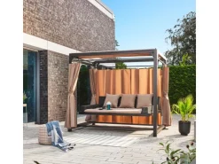 Home Deluxe Pavillon Provence 236 cm x 180 cm x 210 cm mit Gartenliege* Sitzbänke